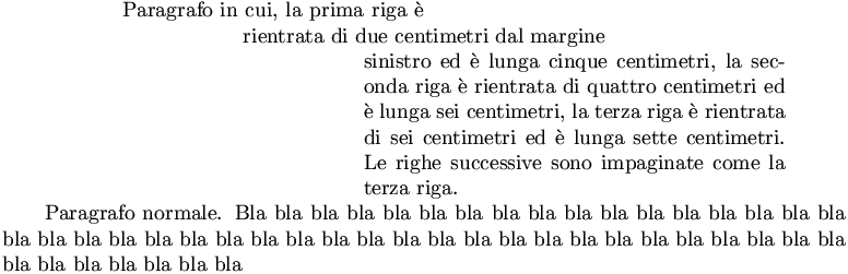 controllo del paragrafo riga per riga, senza rientro standard